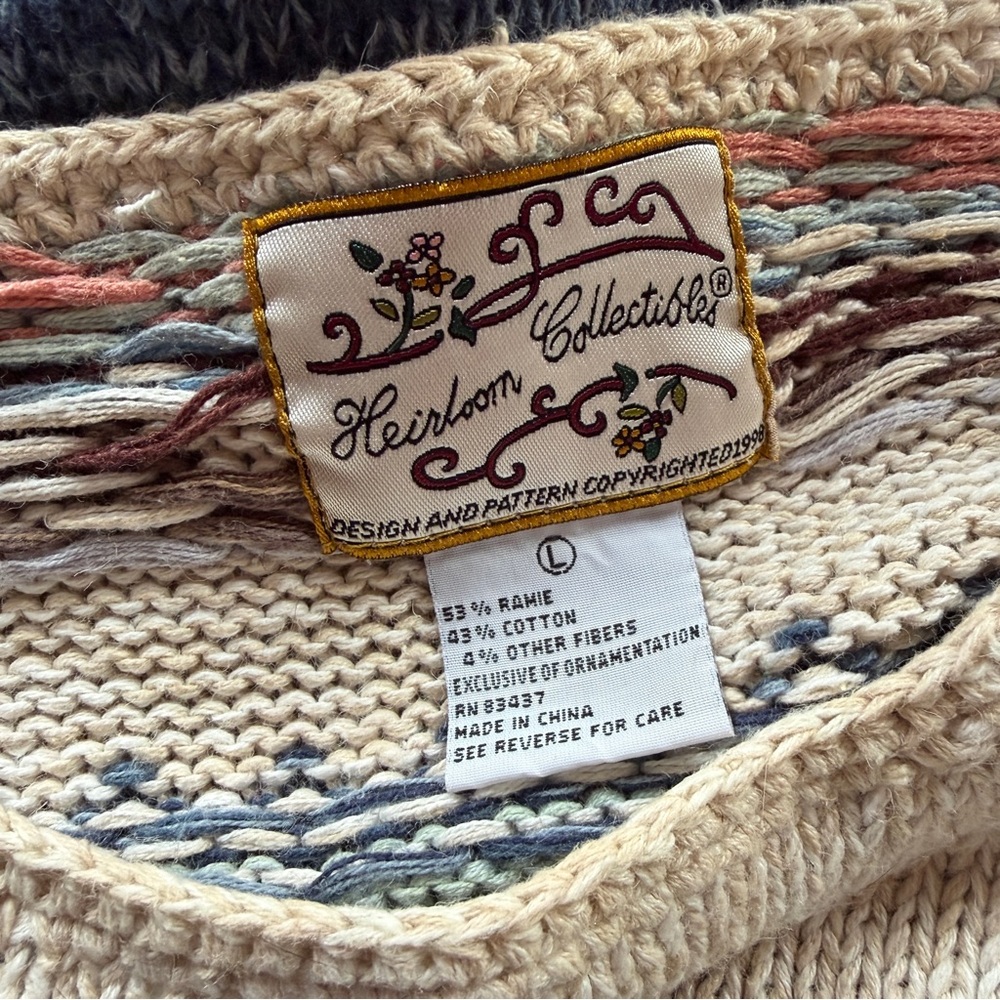 Vintage Heirloom Collectibles Hand Knit Sweater Beaded Embellished Cottagecore - Picture 5 of 7